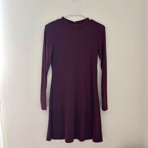 burgundy ribbed mini dress